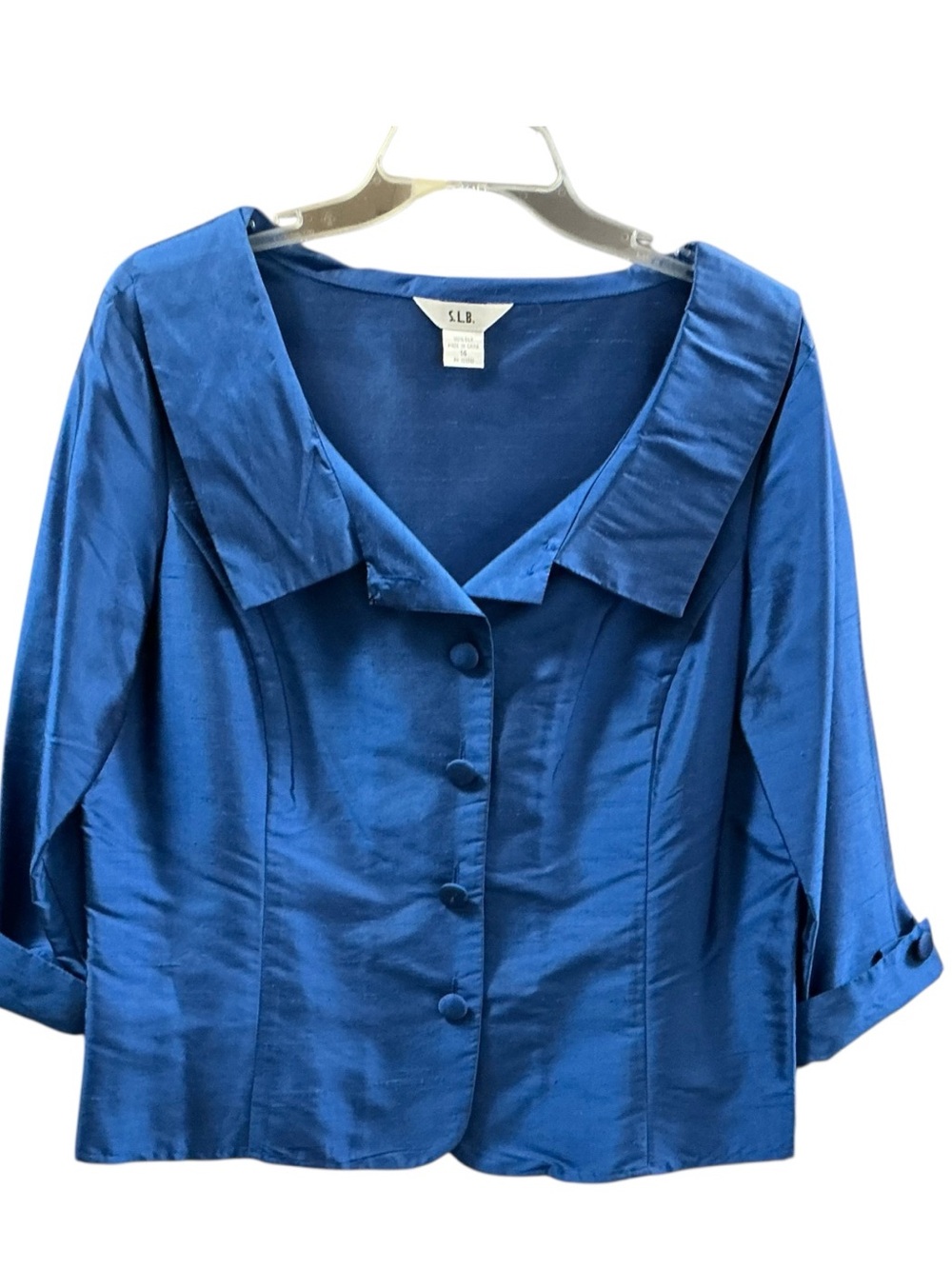 Vintage Cobalt Silk 3/4 length sleeve Formal Jacket or Top